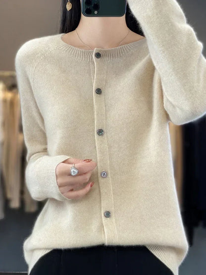 Women's Patch Pocket Fine Knit Button Front Cardigan view 2