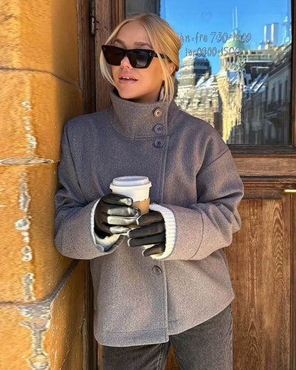 Women's Cropped Stand Collar Bomber Jacket view 7