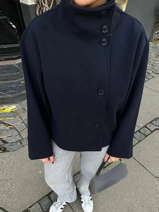 Women's Cropped Stand Collar Bomber Jacket view 2
