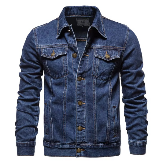 Men's Slim Fit Vintage Denim Jacket in Blue