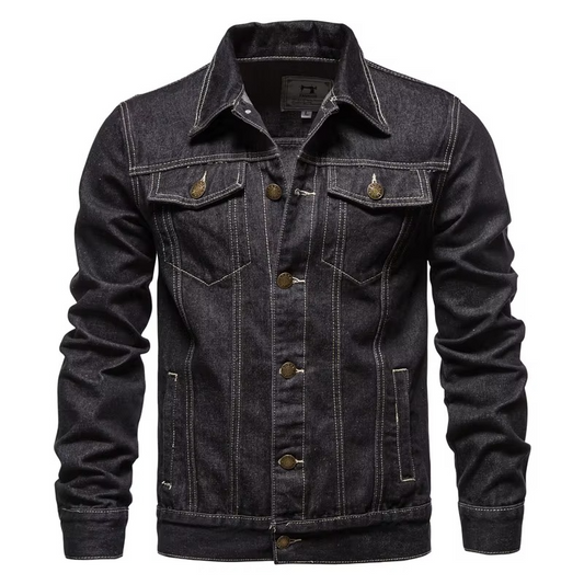 Men's Slim Fit Vintage Denim Jacket in Black