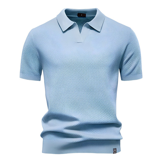 Men's Teal Short Sleeve Polo Shirt in Blue