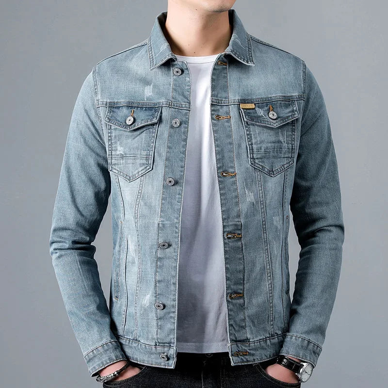 Men's Grey Denim Jacket in Grey