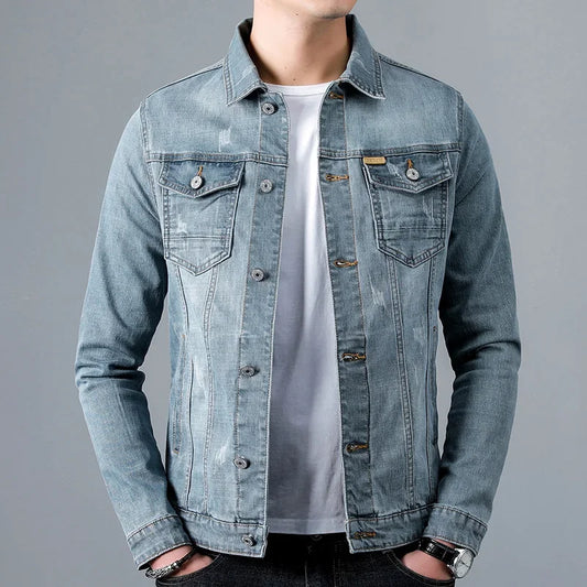 Men's Grey Denim Jacket in Grey