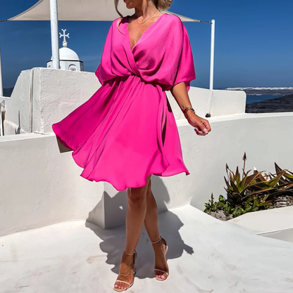 Women's Dark Green Mini Dress in Pink