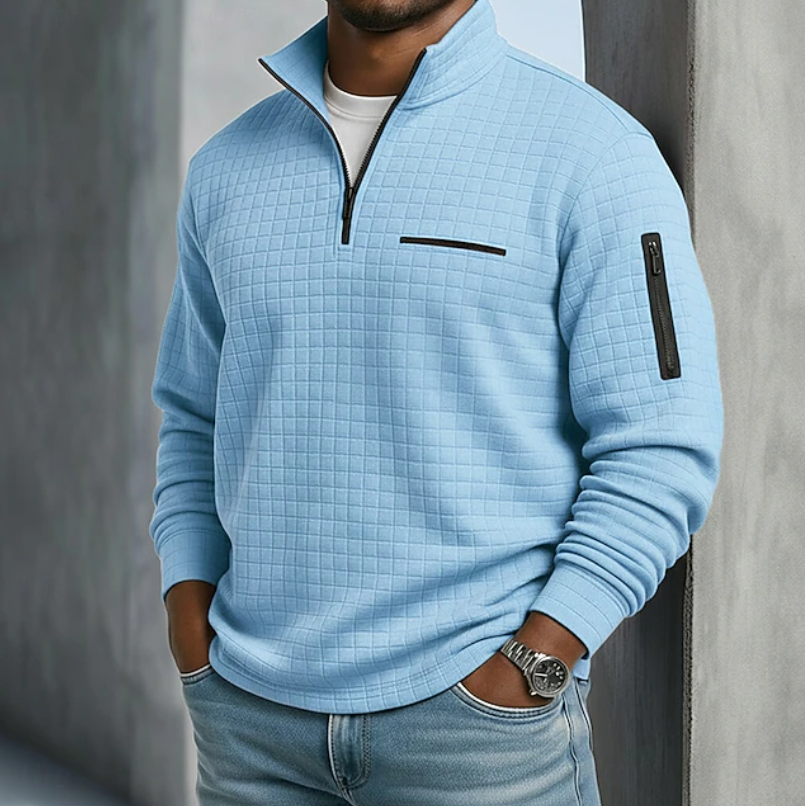 Men's Textured Zip Pocket Half Zip Jumper view 2