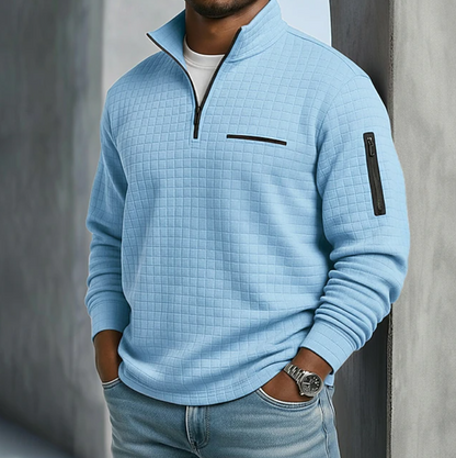Men's Textured Zip Pocket Half Zip Jumper view 2