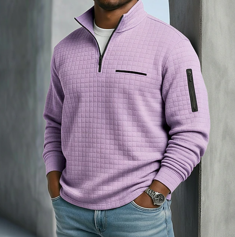 Men's Textured Zip Pocket Half Zip Jumper view 3
