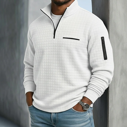 Men's Textured Zip Pocket Half Zip Jumper view 4