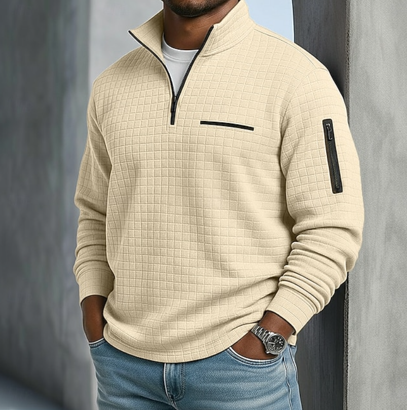 Men's Textured Zip Pocket Half Zip Jumper view 5