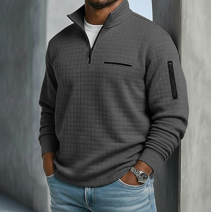 Men's Textured Zip Pocket Half Zip Jumper view 7