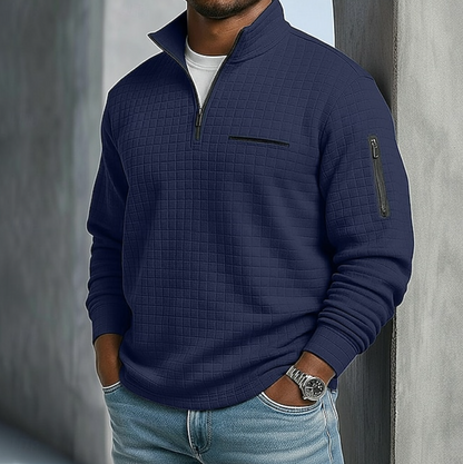 Men's Textured Zip Pocket Half Zip Jumper view 8