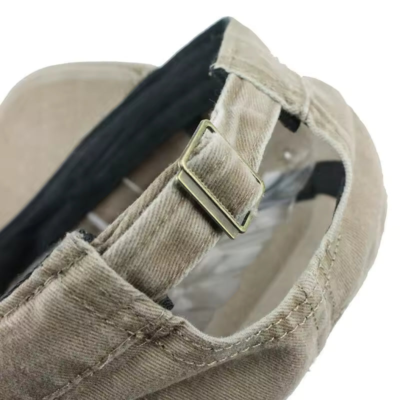 Men's Adjustable Peaked Military Style Flat Cap