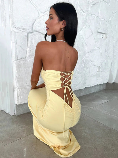 Women's Strapless Fitted Column Maxi Dress