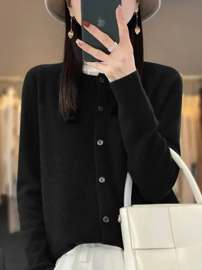 Women's Patch Pocket Fine Knit Button Front Cardigan view 8