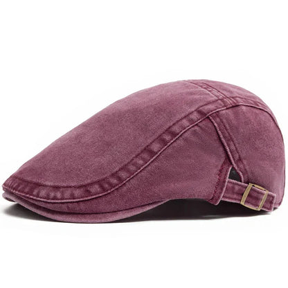 Men's Retro Buckle Strap Denim Flat Cap view 8