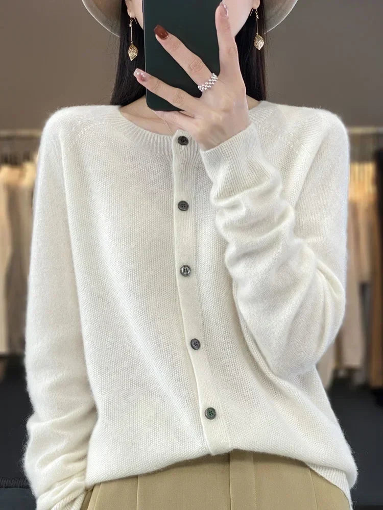 Women's Patch Pocket Fine Knit Button Front Cardigan view 3