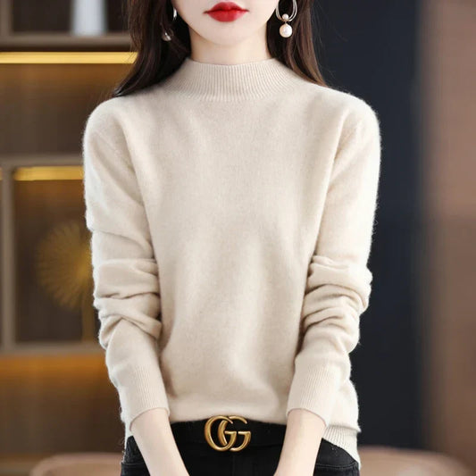 Women's Knitted Slim Fit Stand Collar Jumper view 2
