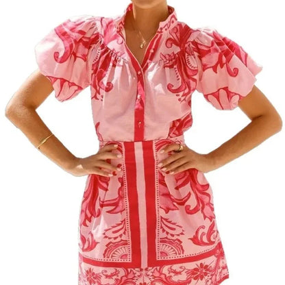 Women's Floral Puff Sleeve Mini Dress