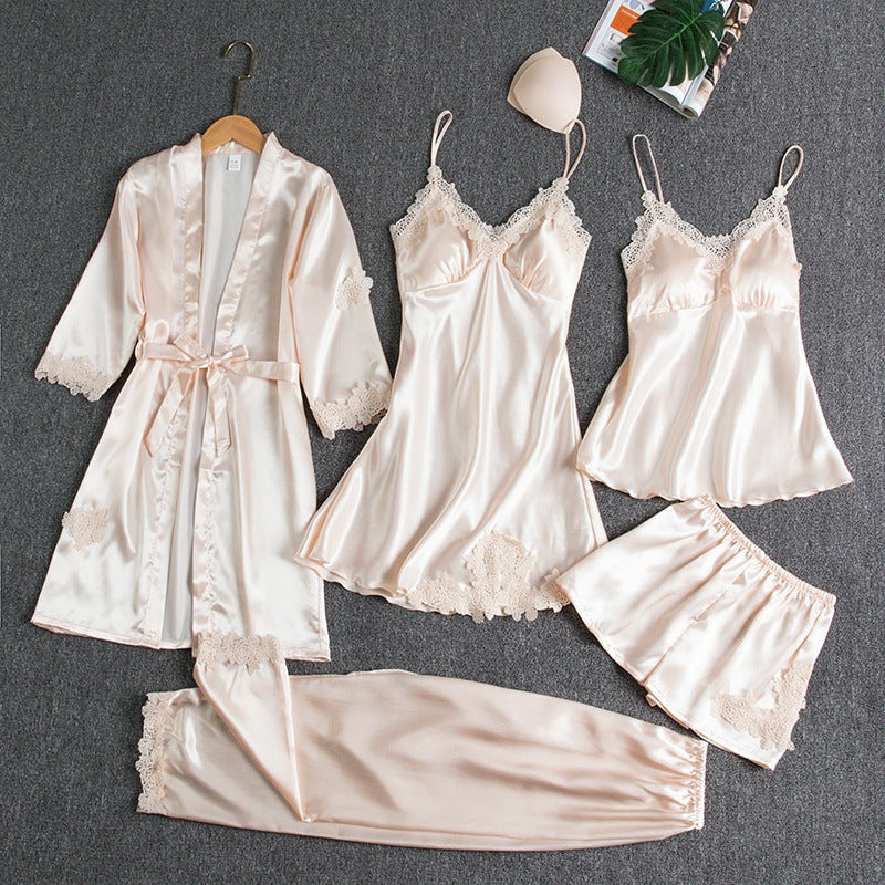 Women's Lace Two Piece Set in White Gold