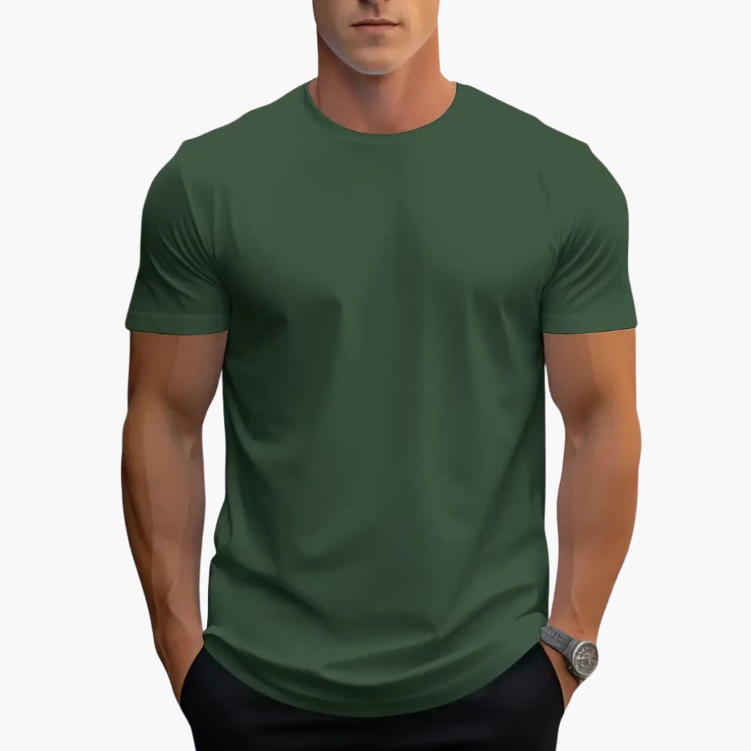 Men's Classic Fit Crew Neck Short Sleeve T Shirt in Dark Green