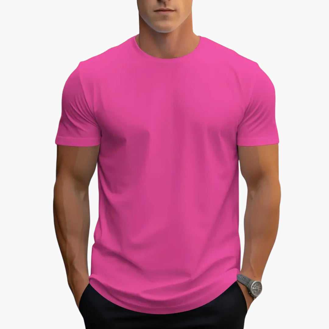 Men's Classic Fit Crew Neck Short Sleeve T Shirt in Red rose