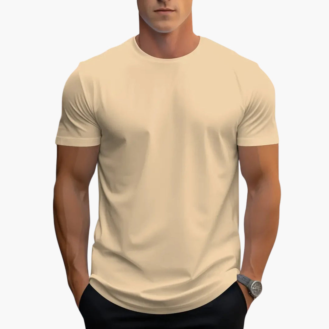 Men's Classic Fit Crew Neck Short Sleeve T Shirt in Apricot