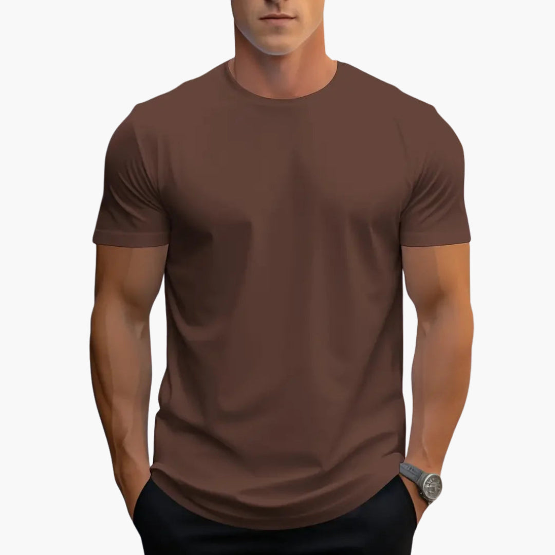 Men's Classic Fit Crew Neck Short Sleeve T Shirt in Coffee
