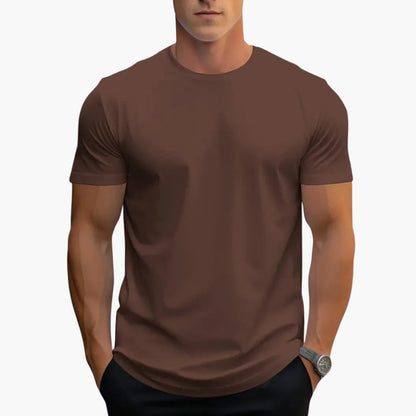 Men's Classic Fit Crew Neck Short Sleeve T Shirt in Coffee