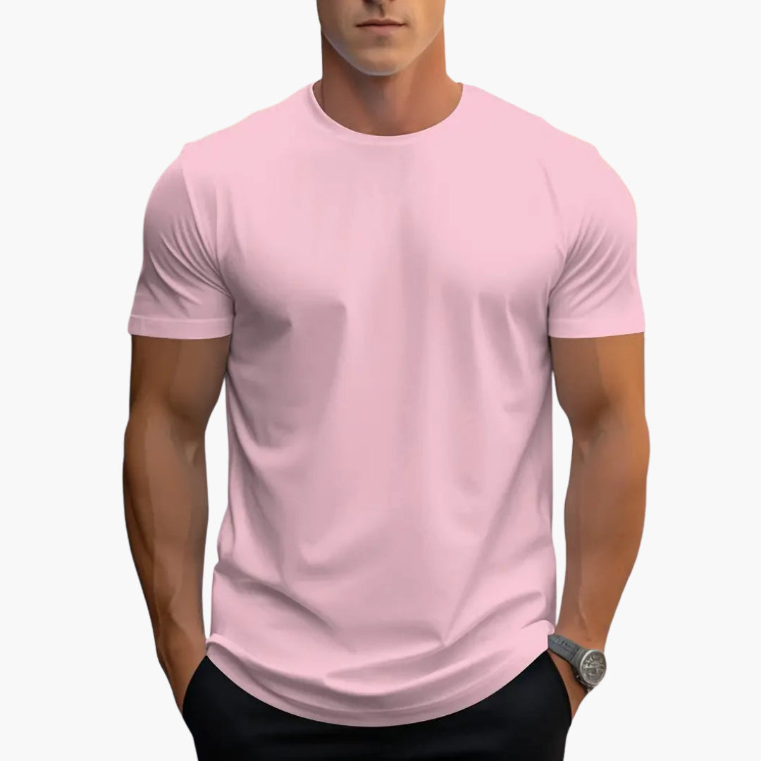 Men's Classic Fit Crew Neck Short Sleeve T Shirt in Pink