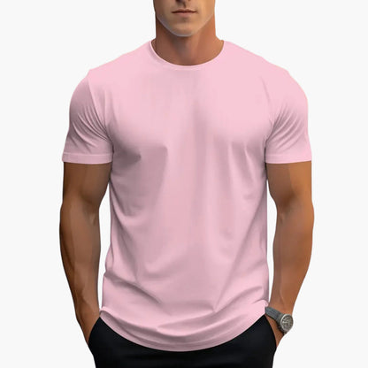 Men's Classic Fit Crew Neck Short Sleeve T Shirt in Pink