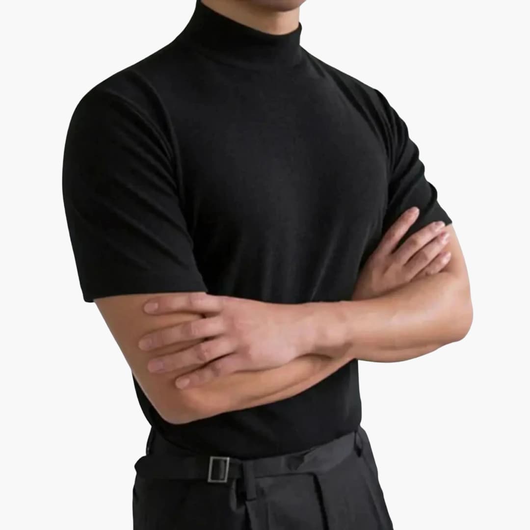 Men's Gray Short Sleeve T Shirt in Black