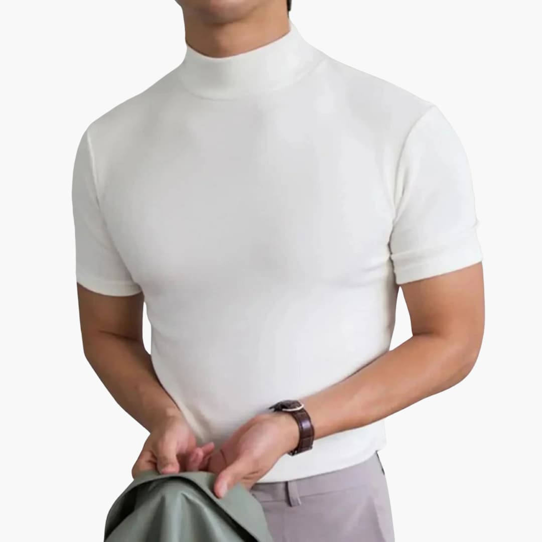 Men's Gray Short Sleeve T Shirt in White