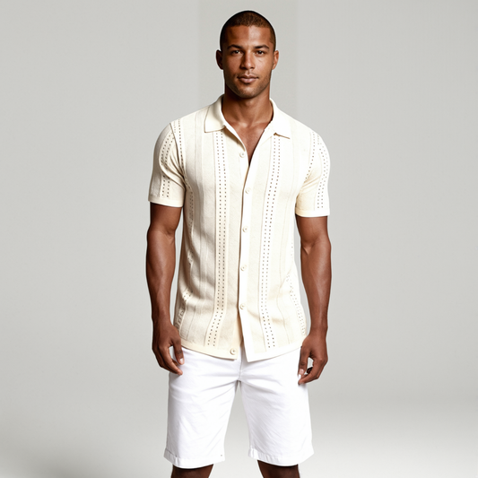 Men's Apricot Button Front Casual Shirt in Apricot