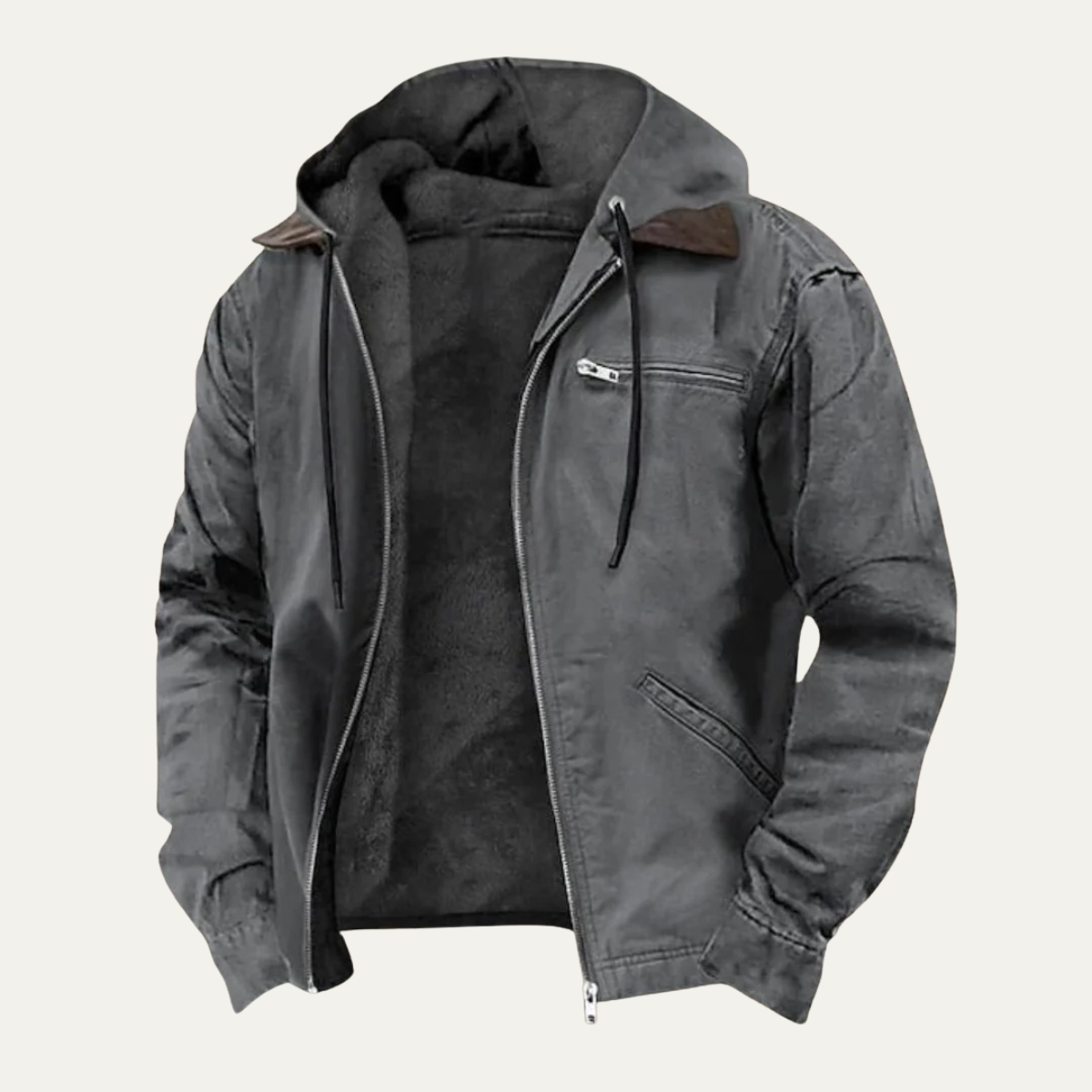 Men's Hooded Fleece Lined Winter Coat