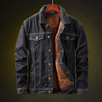 Men's Light Blue Denim Jacket in Black