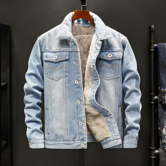 Men's Light Blue Denim Jacket in Light Blue