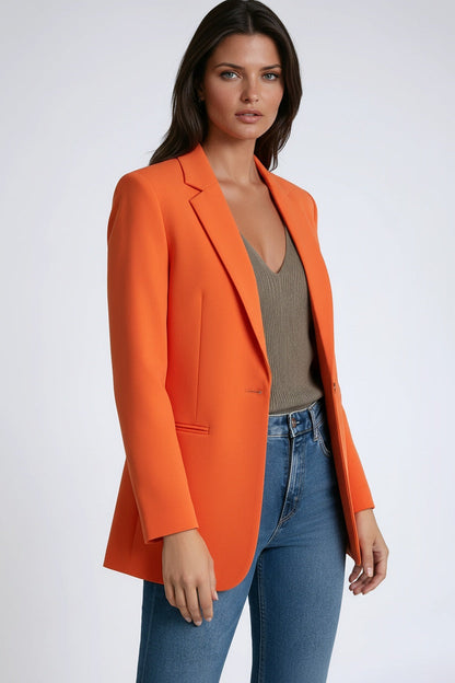 Women's Longline Blazer in Orange