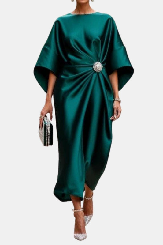 Women's Short Sleeve Draped Maxi Dress