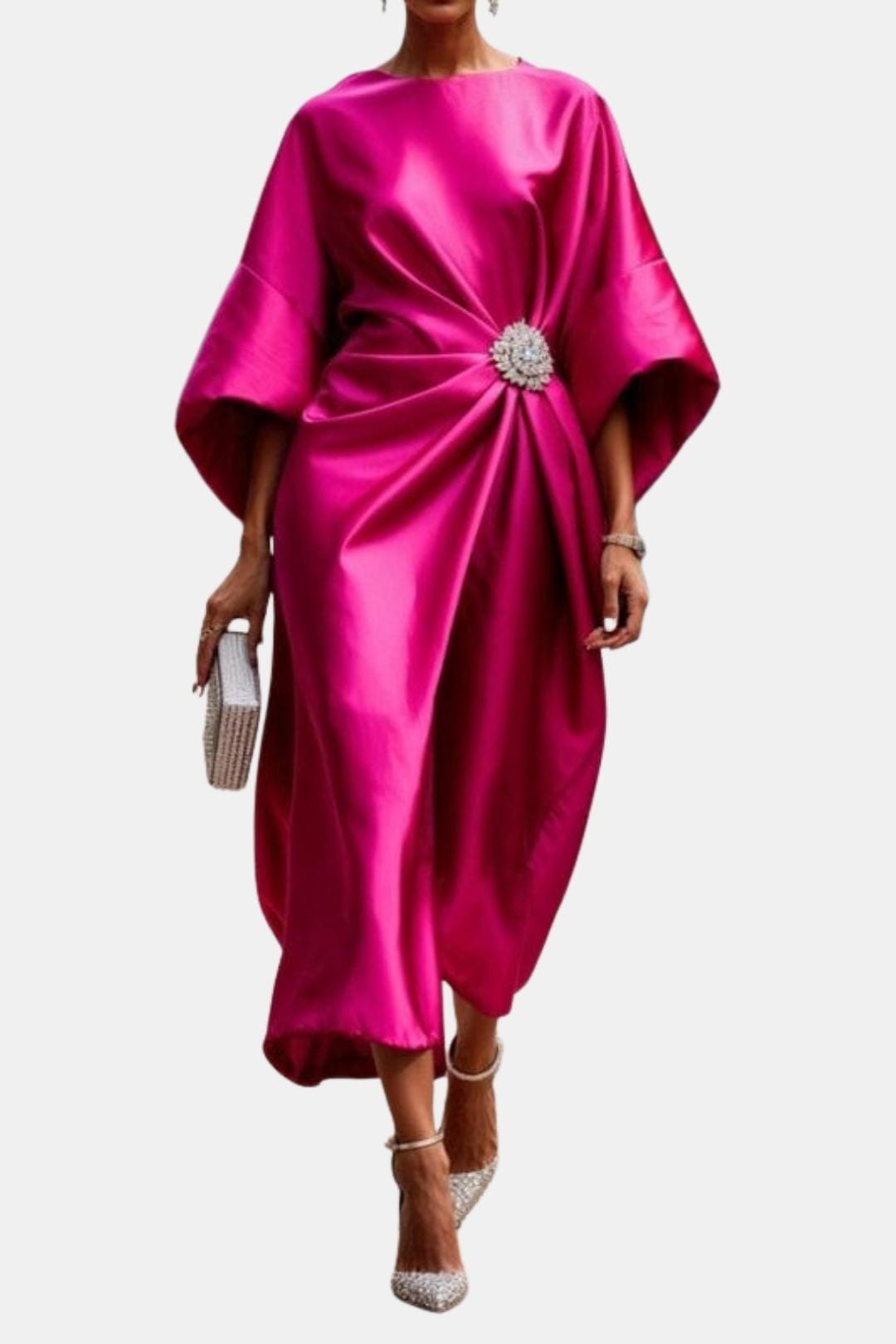 Women's Short Sleeve Draped Maxi Dress view 6