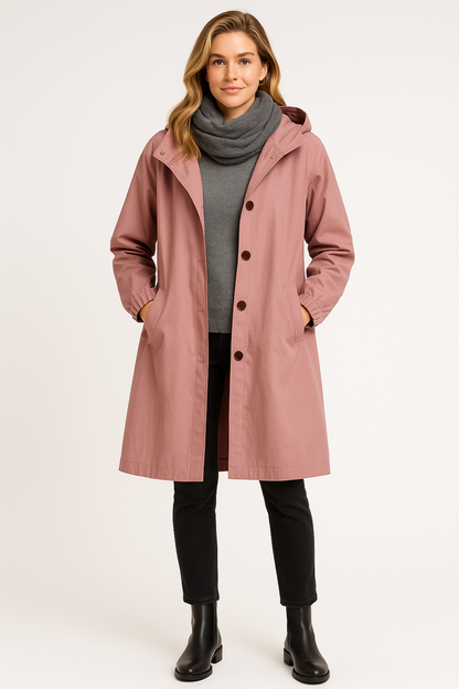 Women's Beige Winter Coat in Pink