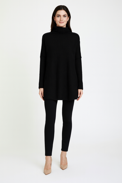 Women's Roll Neck Casual Jumper in Black