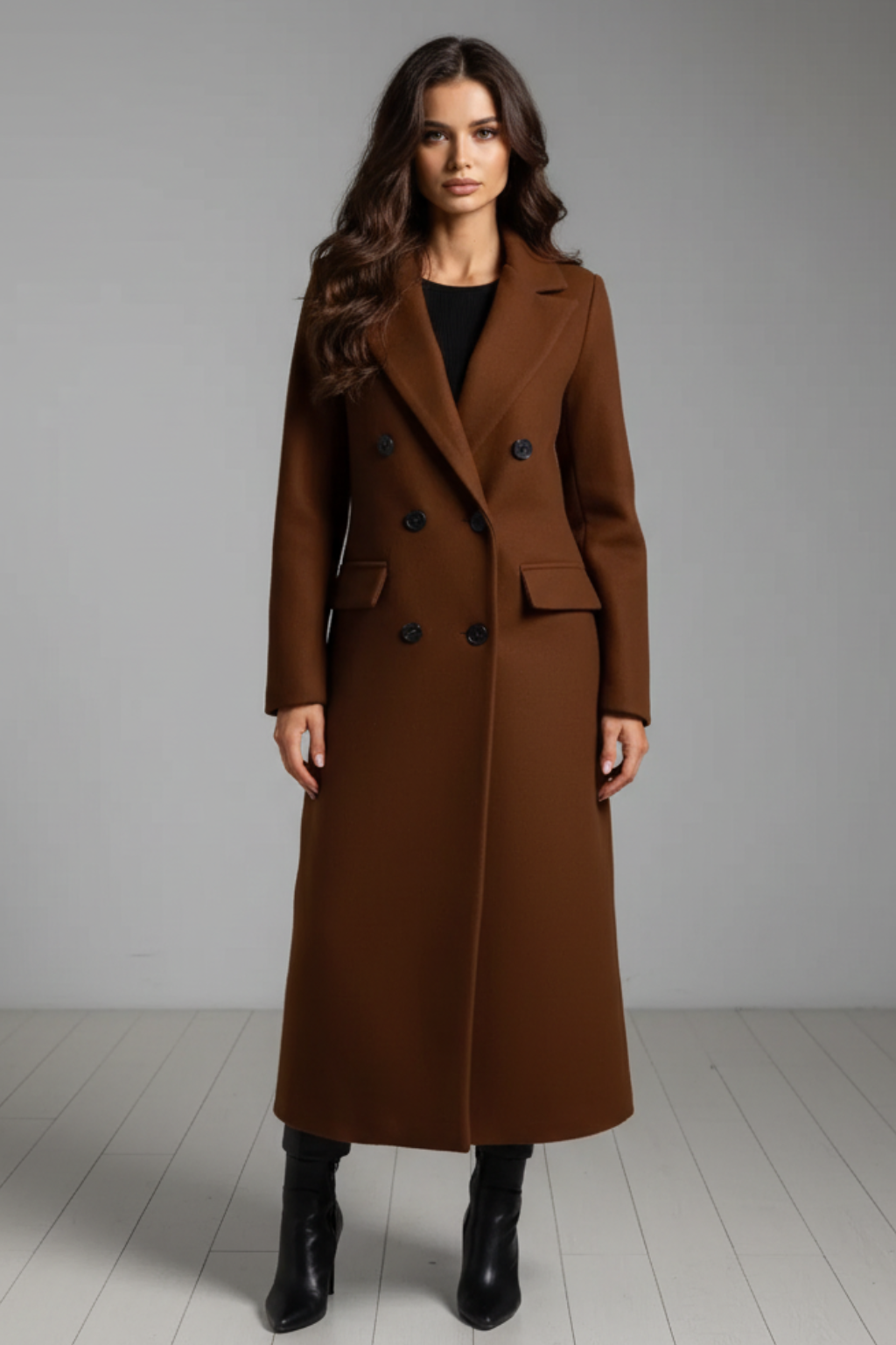 Women's Slim Fit Overcoat in Brown