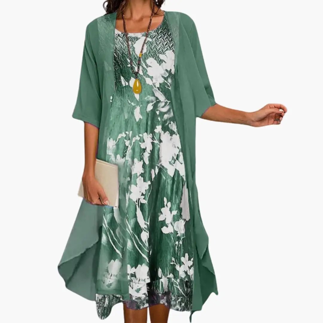 Women's Floral Draped Midi Dress view 4