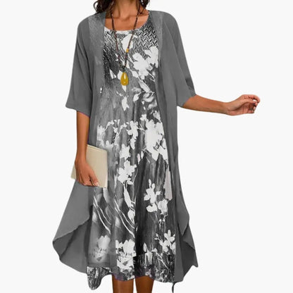 Women's Floral Draped Midi Dress view 5