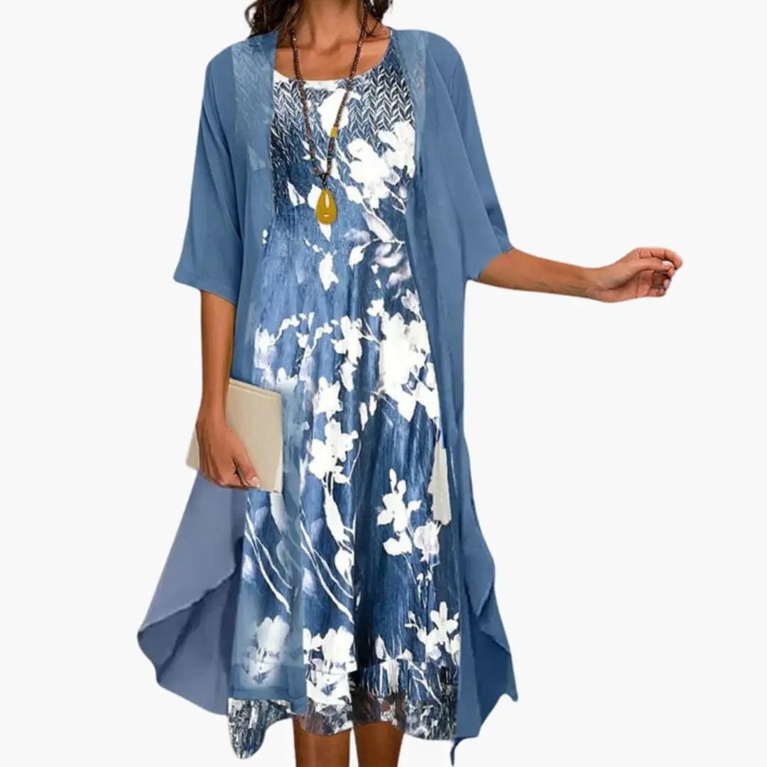 Women's Floral Draped Midi Dress