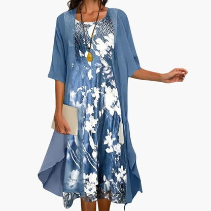 Women's Floral Draped Midi Dress