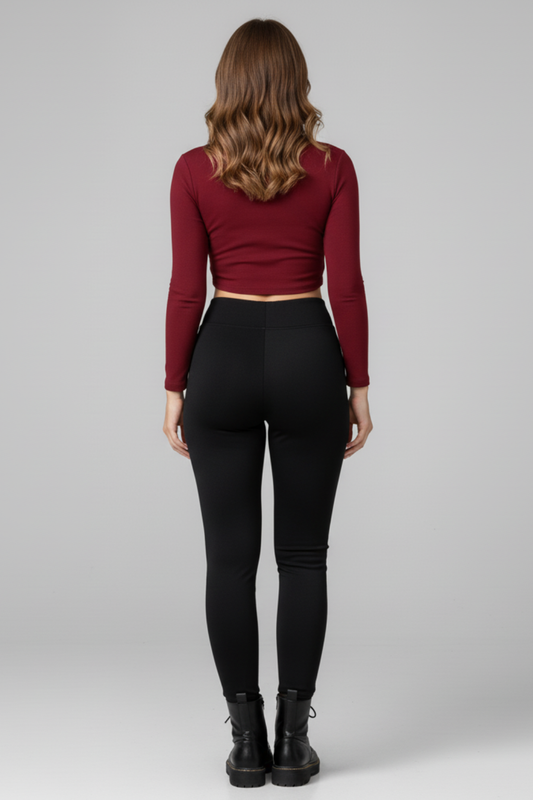 Women's Black High Waisted Faux Leather Leggings