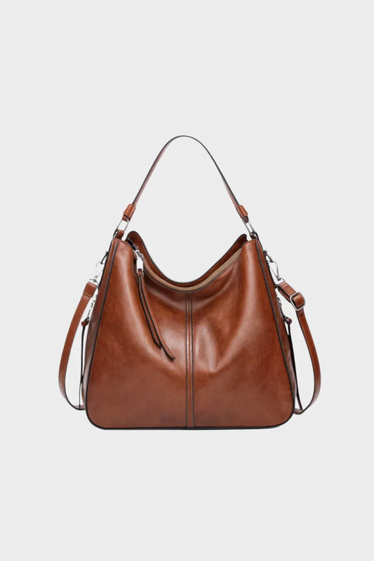 Women's Faux Leather Casual Tote Bag for Travel in Brown