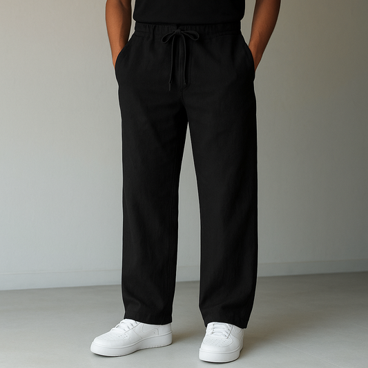 Men's Drawstring Trousers in Black
